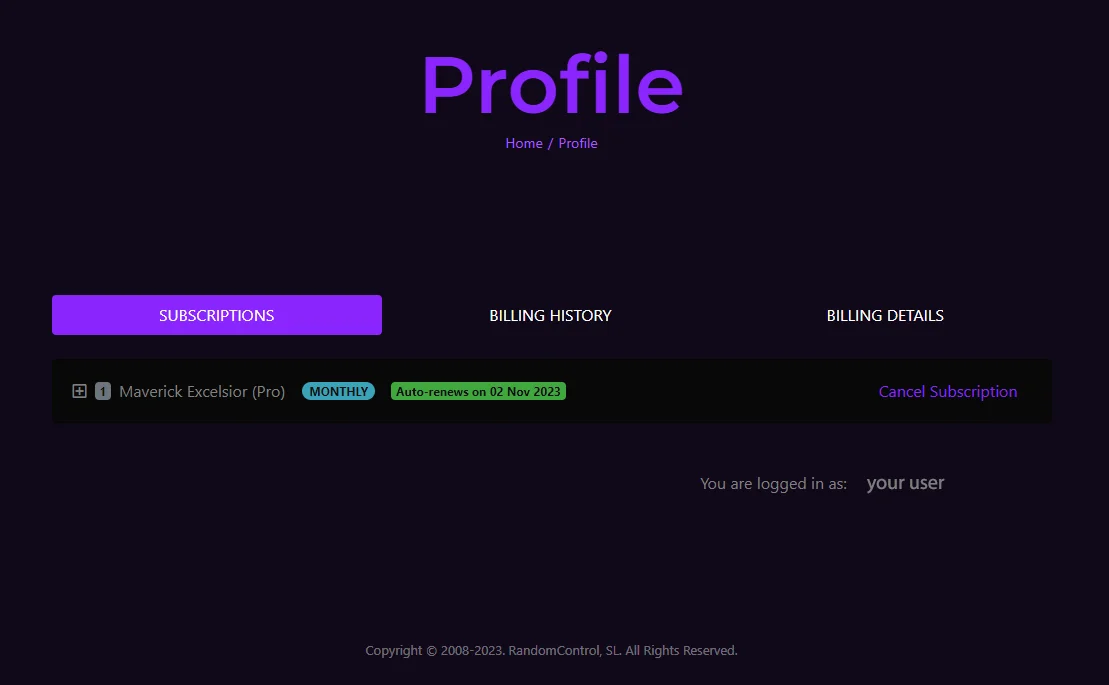 Maverick Excelsior PROFILE page